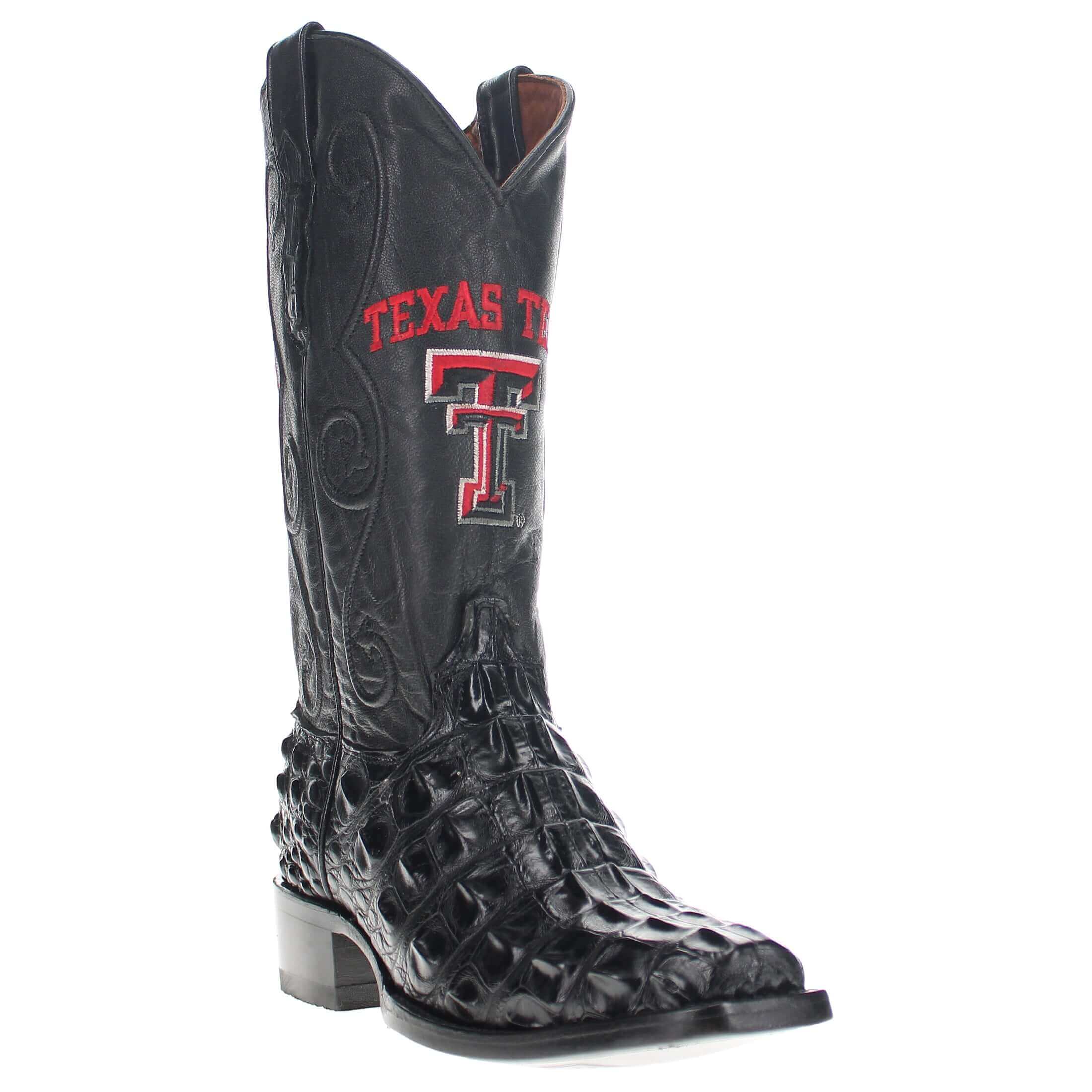 Men's Texas Tech University Red Raiders Black Hornback American Alligator Cowboy Boots David by Vaccari #select-a-toe_jw
