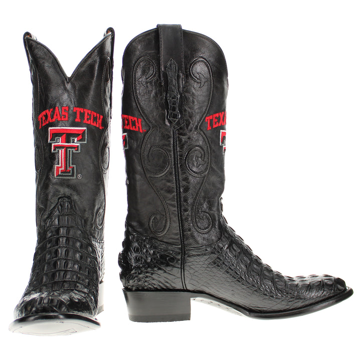 Men's Texas Tech University Red Raiders Black Hornback American Alligator Cowboy Boots David by Vaccari #select-a-toe_round