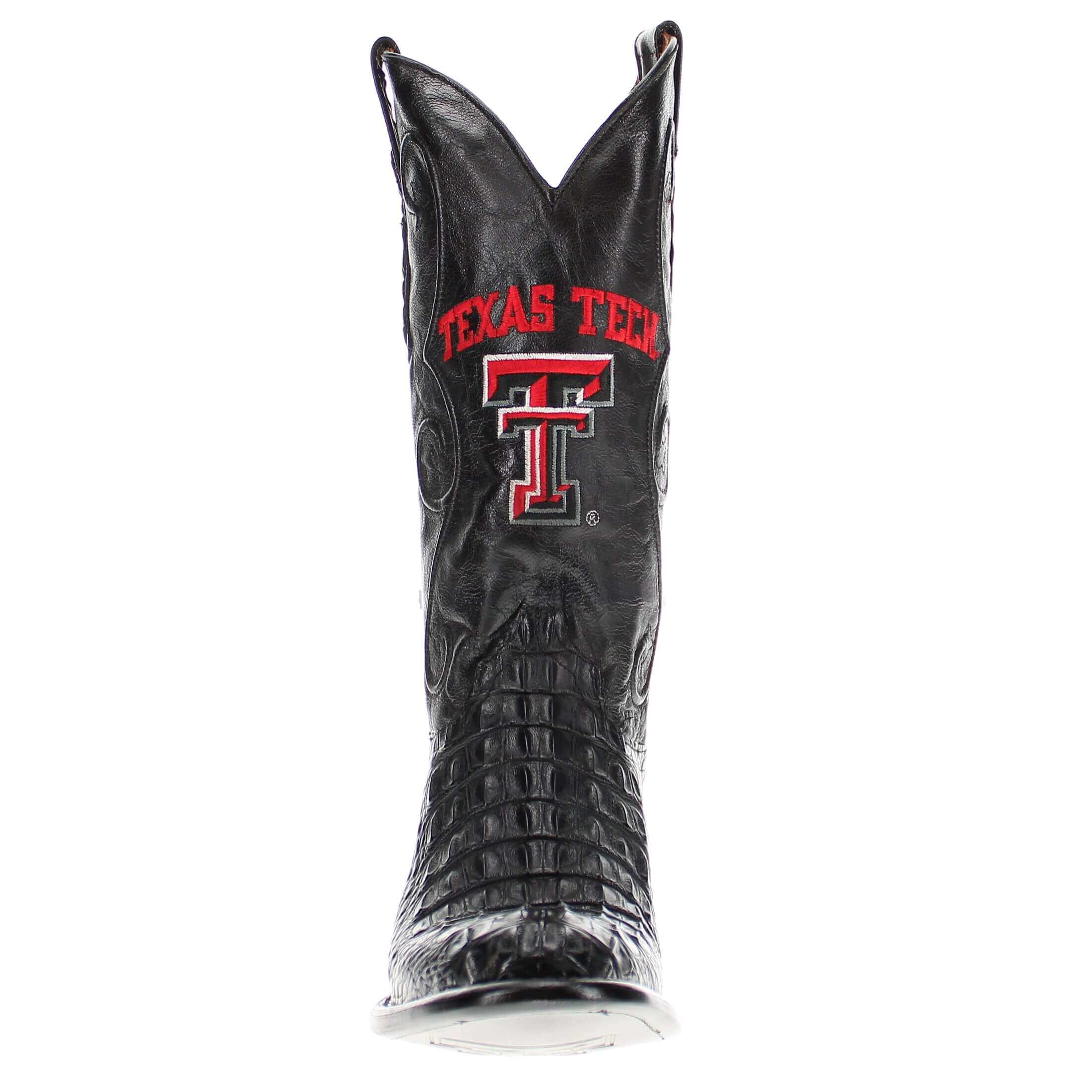 Men's Texas Tech University Red Raiders Black Hornback American Alligator Cowboy Boots David by Vaccari #select-a-toe_round