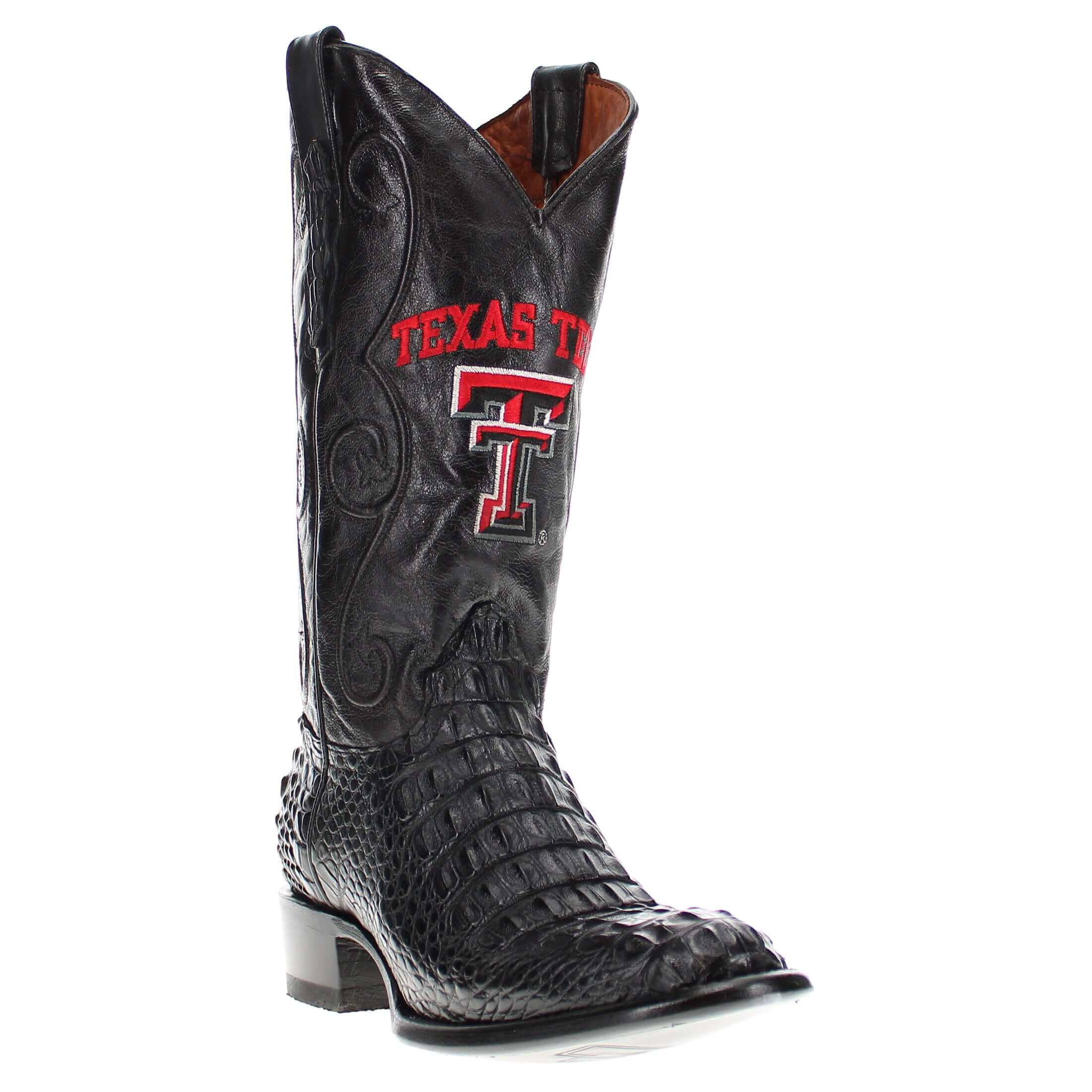 Men's Texas Tech University Red Raiders Black Hornback American Alligator Cowboy Boots David by Vaccari #select-a-toe_round