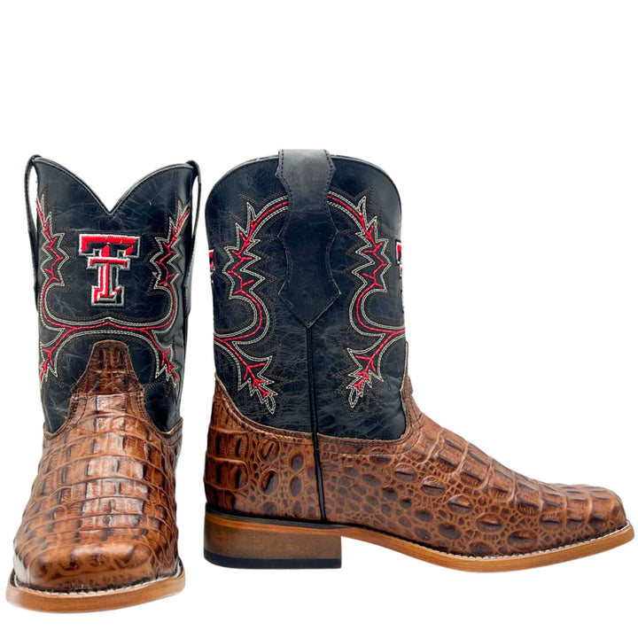 kids texas tech red raiders cowboy boots brown hornedback print Hudson