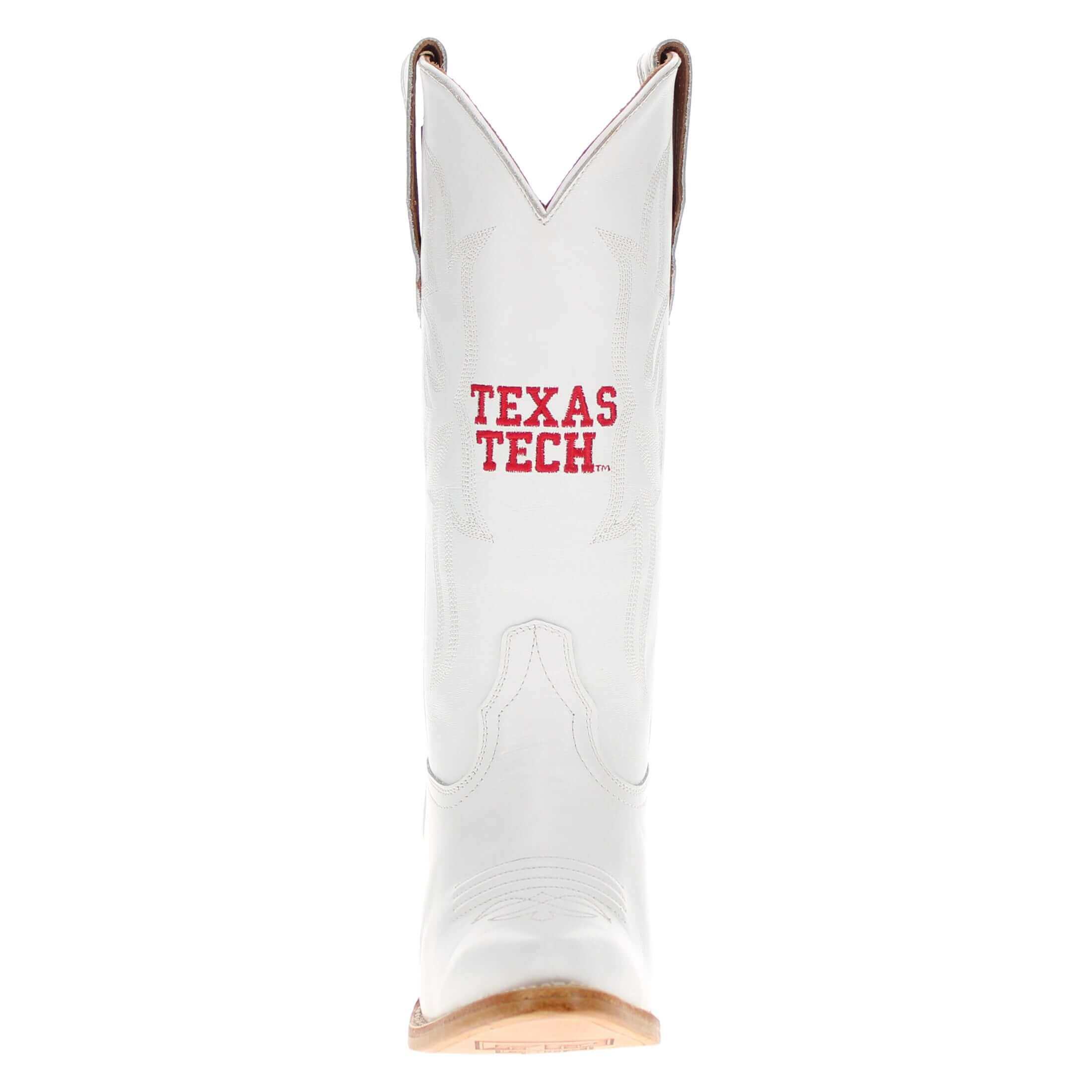 Women's Texas Tech Red Raiders All White Pointed Toe Cowgirl Boots Leighton Vaccari University