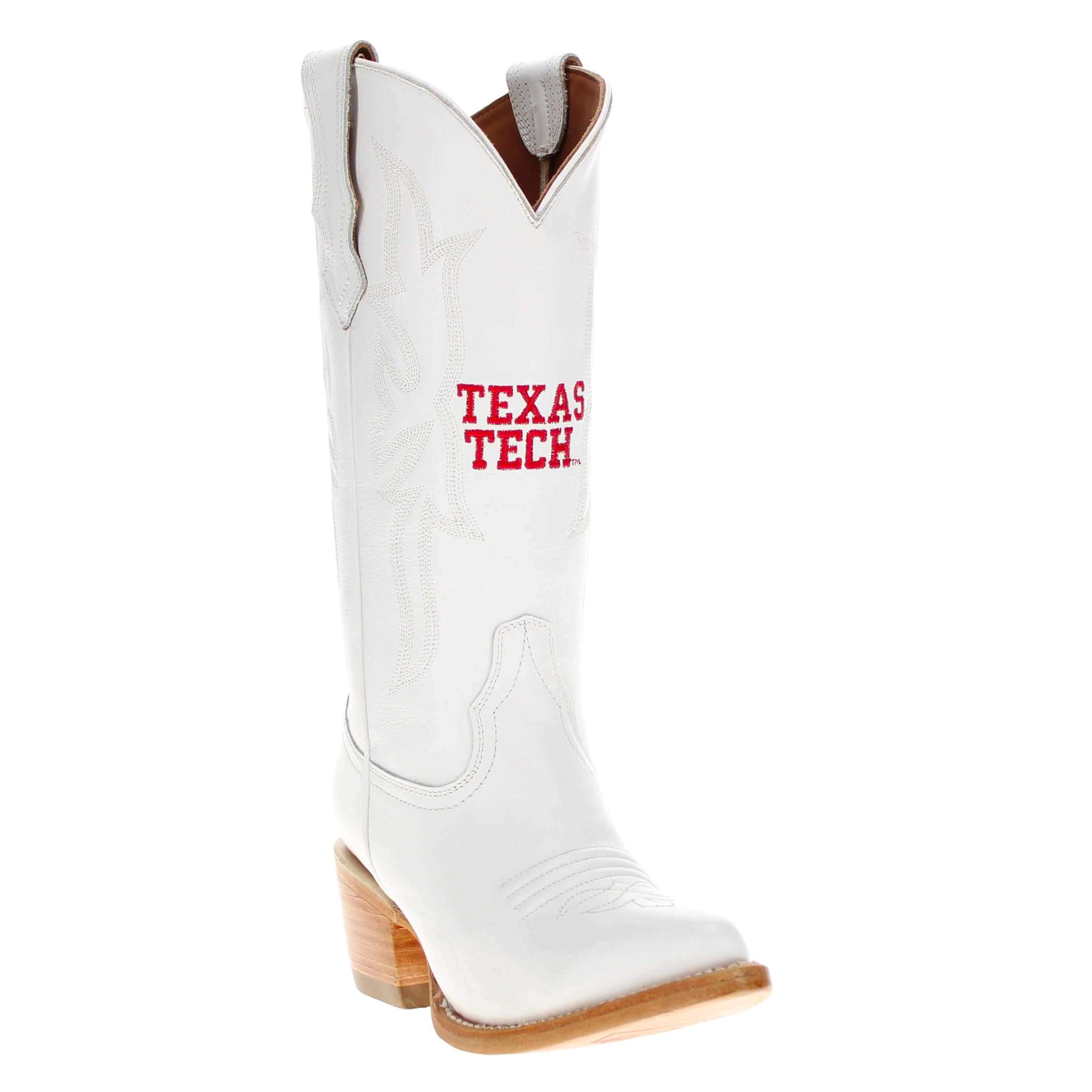 Women's Texas Tech Red Raiders All White Pointed Toe Cowgirl Boots Leighton Vaccari University