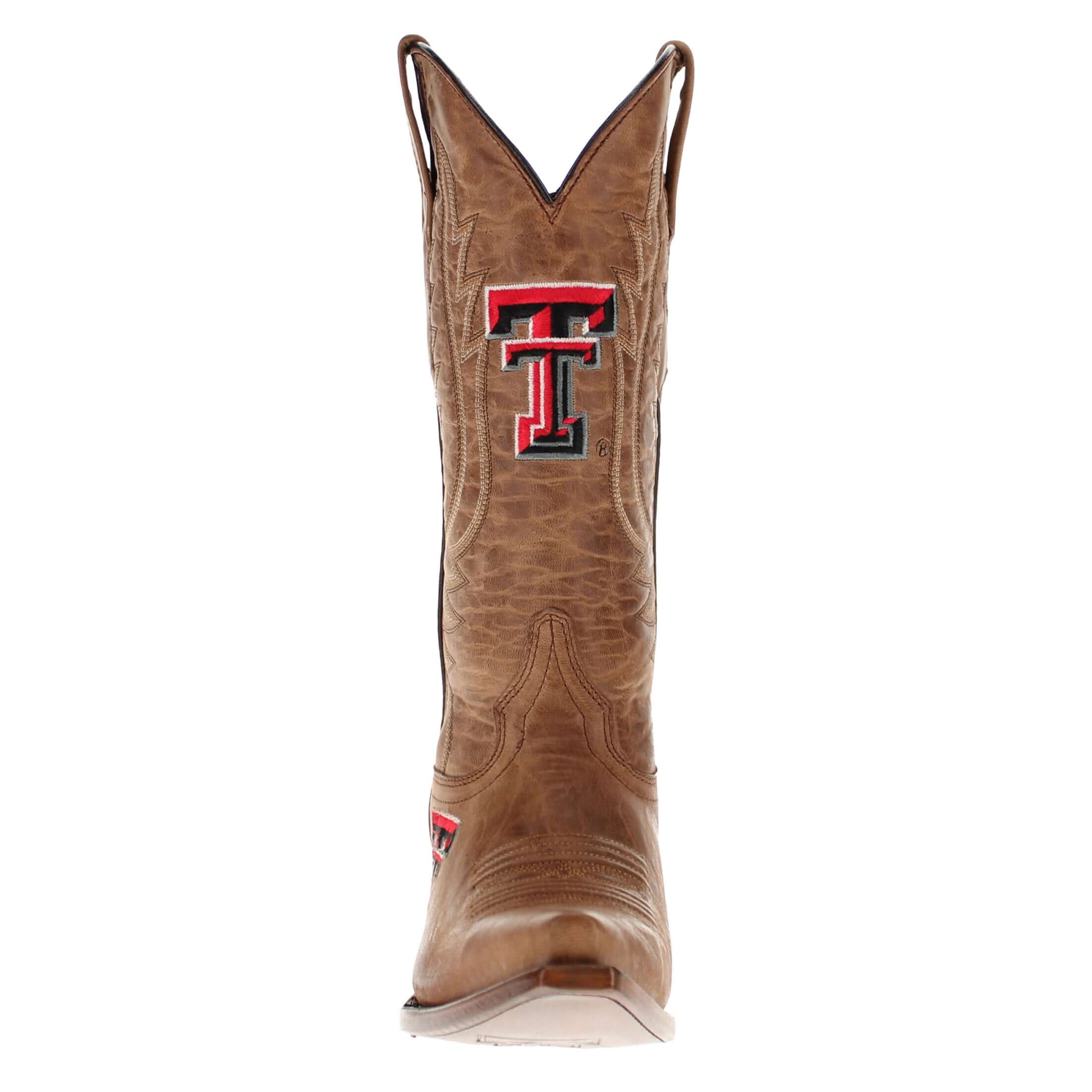 Women's Texas Tech Red Raiders Tan Leather Snip Toe Cowgirl Boots by Vaccari