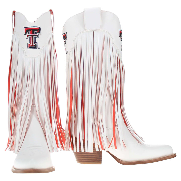 Texas Tech University Kacey White Fringe Boot By V By Vaccari