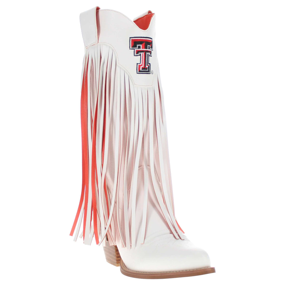 Texas Tech University Kacey White Fringe Boot By V By Vaccari