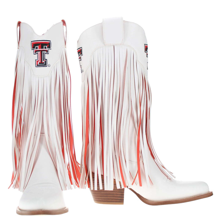 Texas Tech University Kacey White Fringe Boot By V By Vaccari