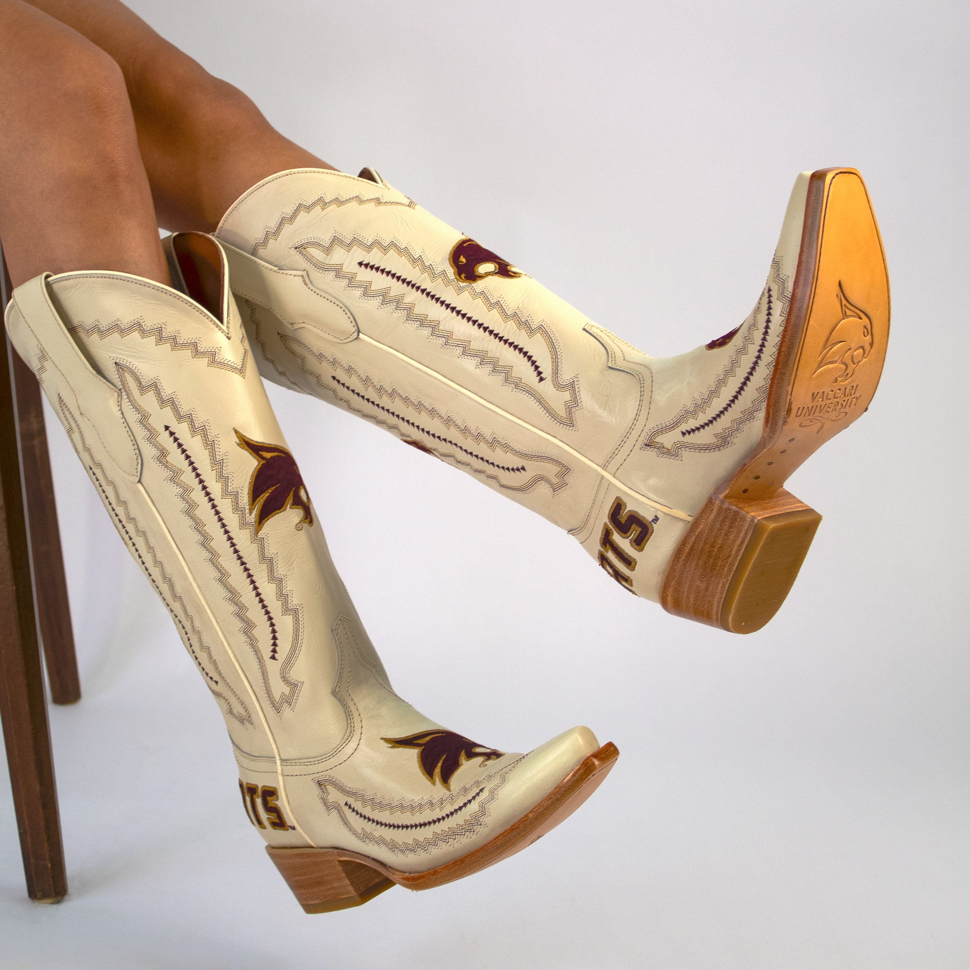 Women's Texas State University Bone Cowgirl Boots Naomi by Vaccari University