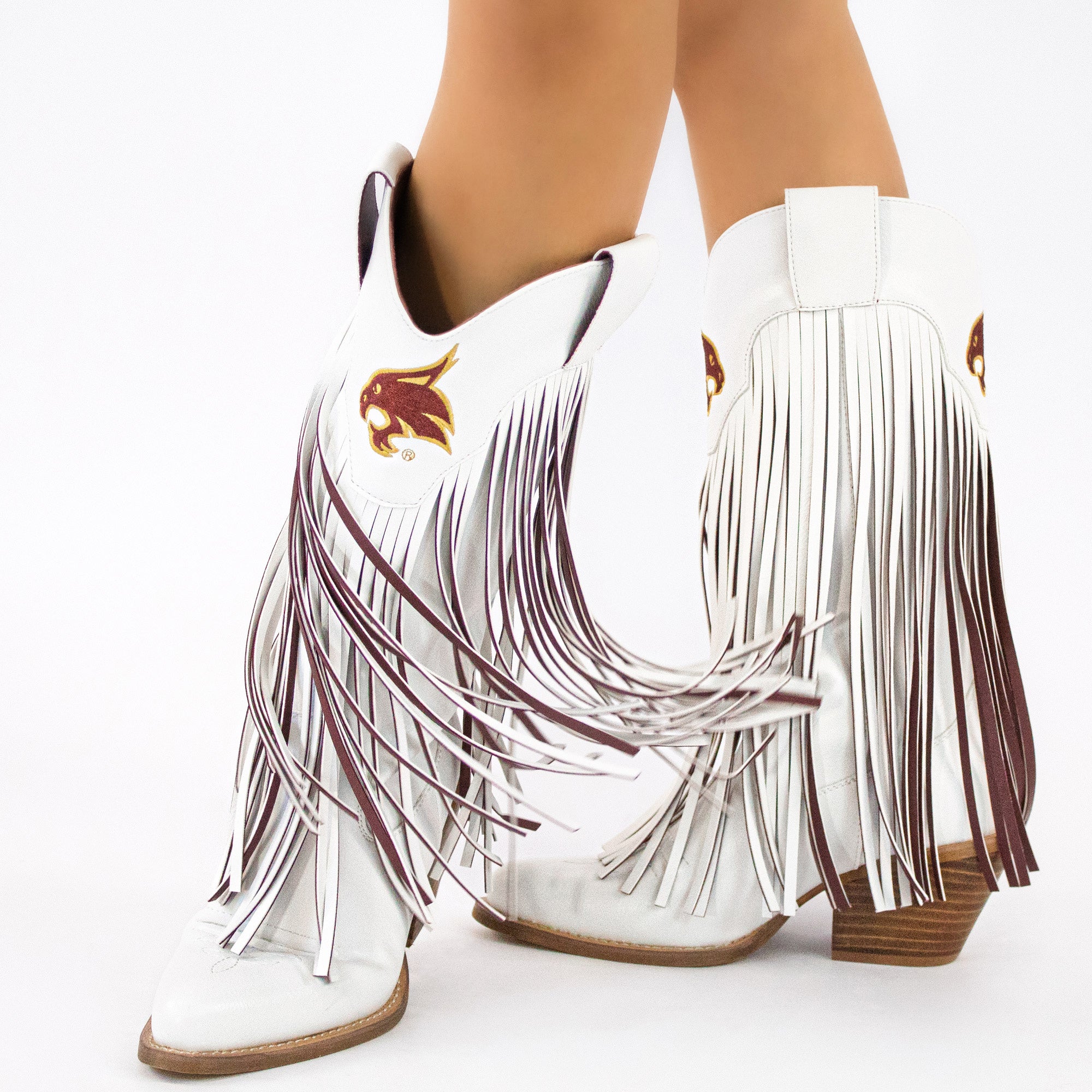 Texas State University Kacey White Fringe Boot By V By Vaccari