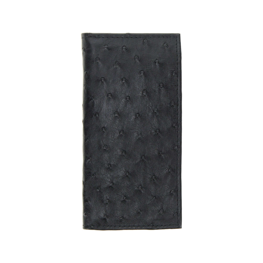 Black Full Quill Ostrich Checkbook Wallet by Vaccari