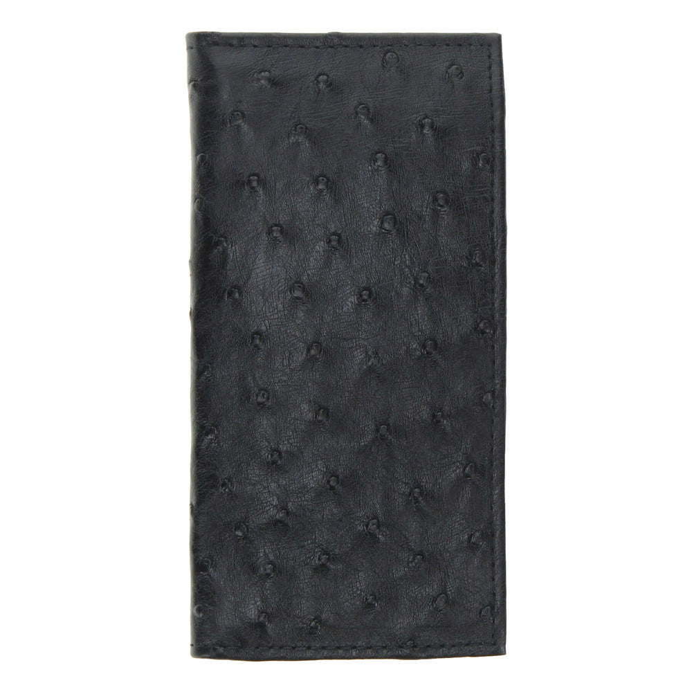 Black Full Quill Ostrich Checkbook Wallet by Vaccari