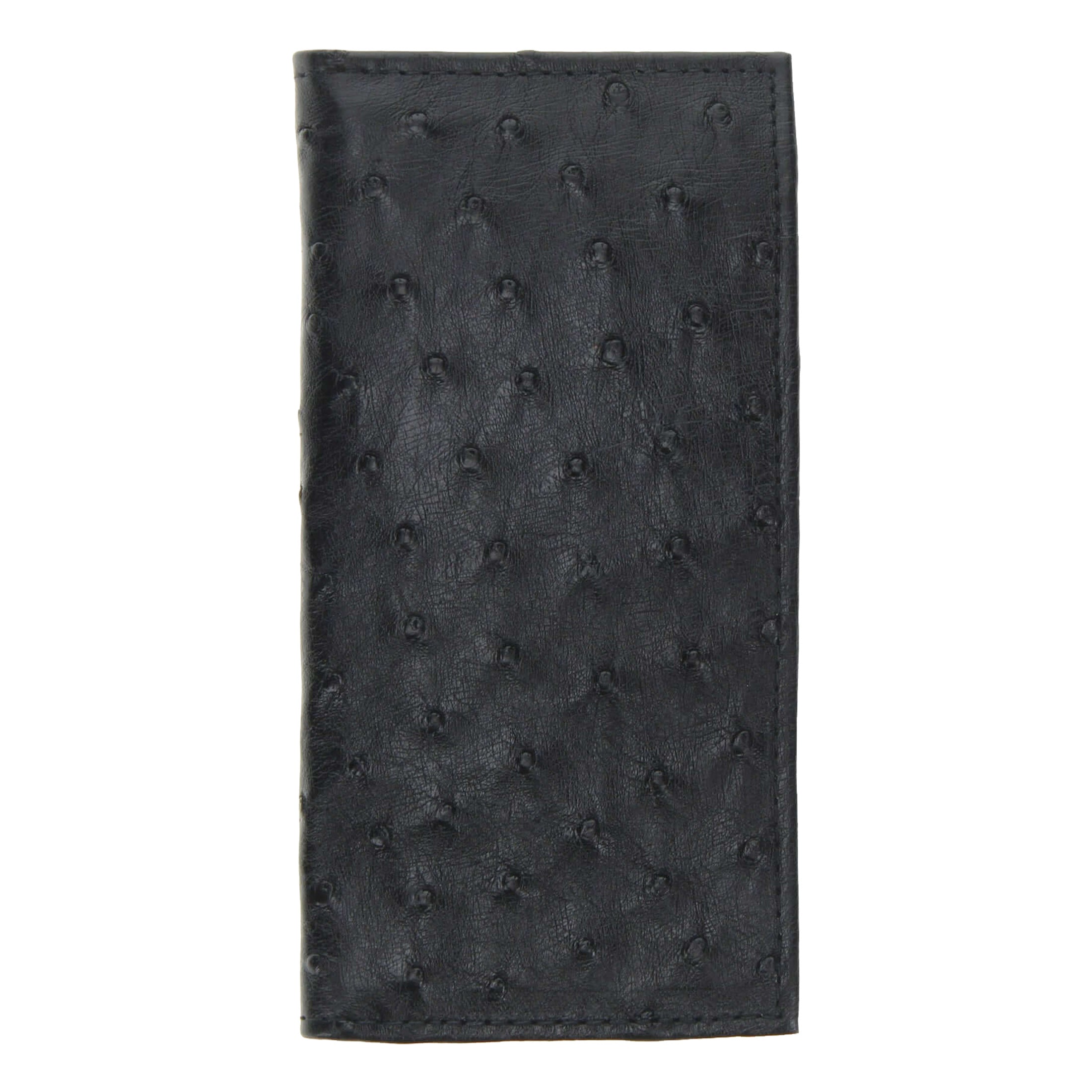 Black Full Quill Ostrich Checkbook Wallet by Vaccari