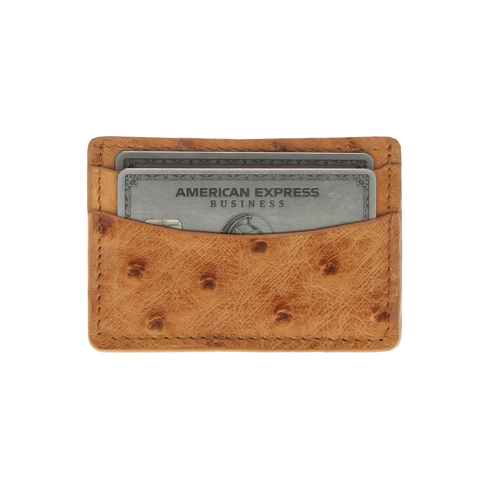 Tan Full Quill Ostrich Card Holder by Vaccari
