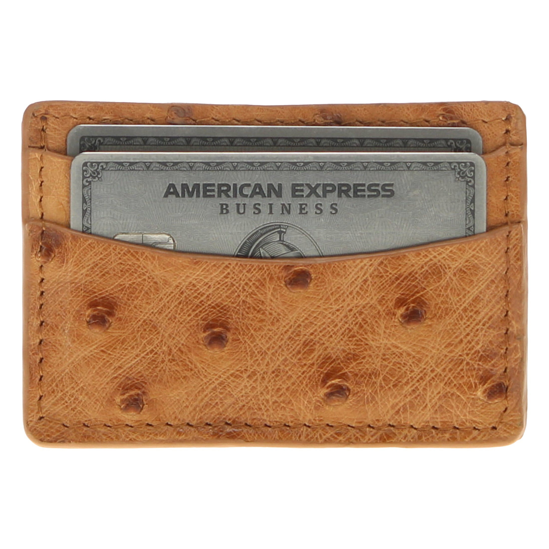 Tan Full Quill Ostrich Card Holder by Vaccari