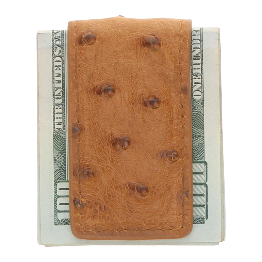 Tan Full Quill Ostrich Money Clip by Vaccari