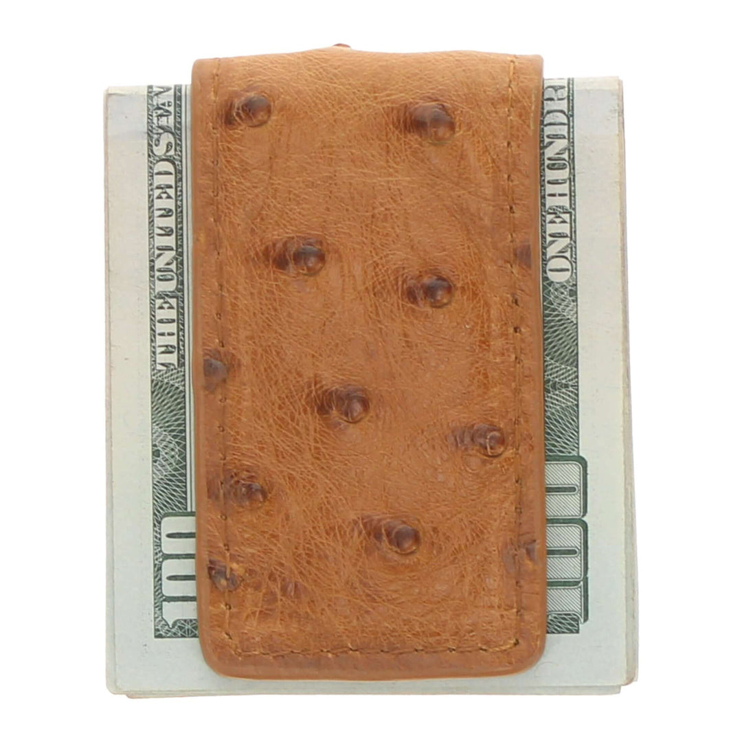Tan Full Quill Ostrich Money Clip by Vaccari