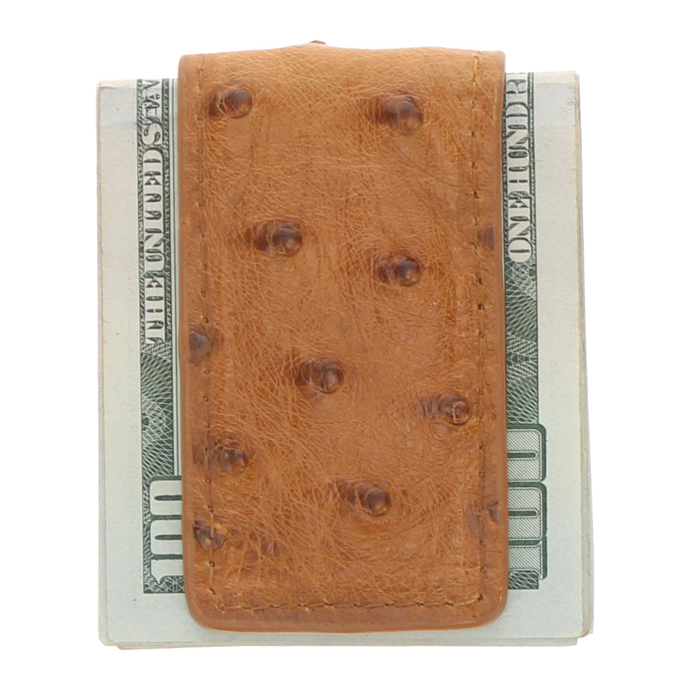 Tan Full Quill Ostrich Money Clip by Vaccari