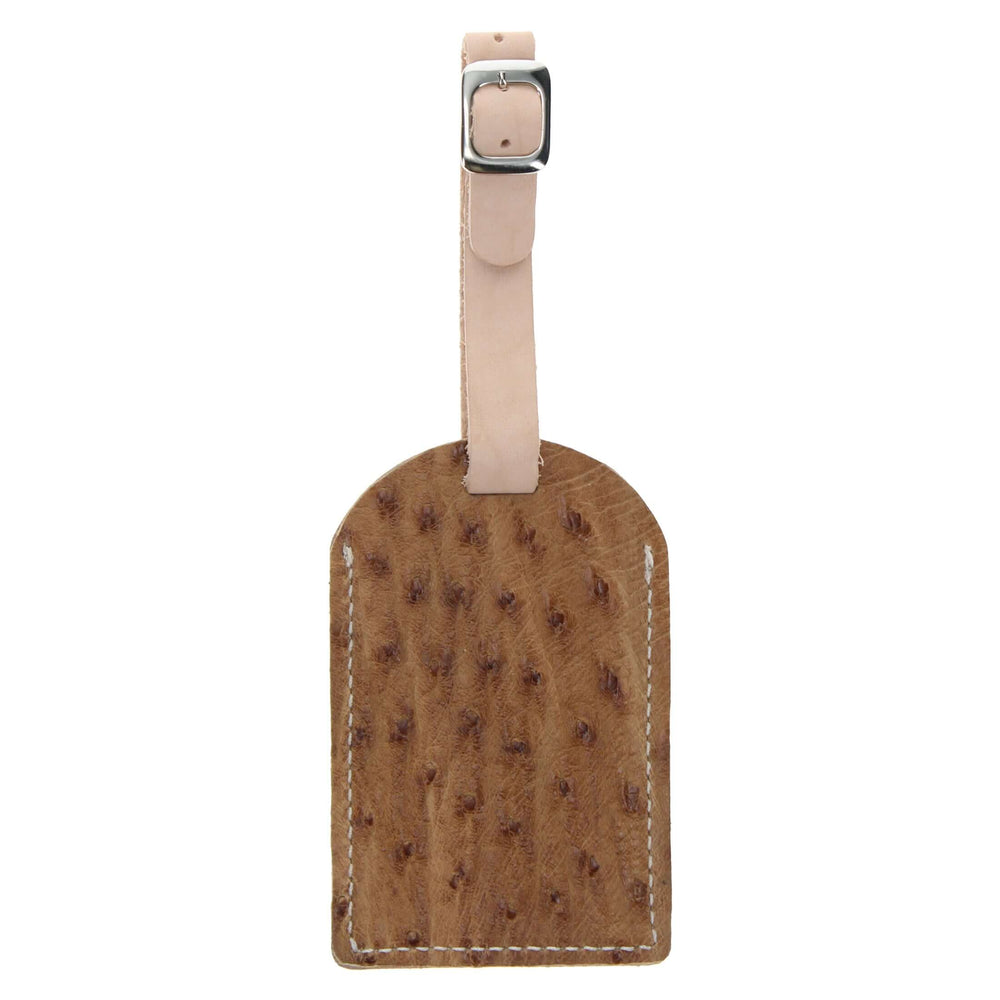 Tan Full Quill Ostrich Luggage Tag by Vaccari
