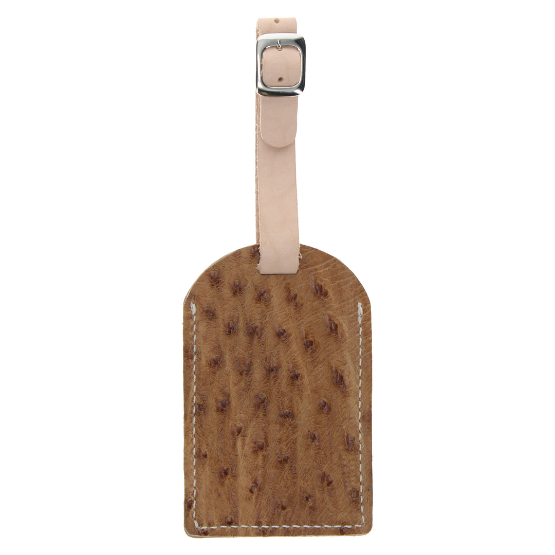 Tan Full Quill Ostrich Luggage Tag by Vaccari