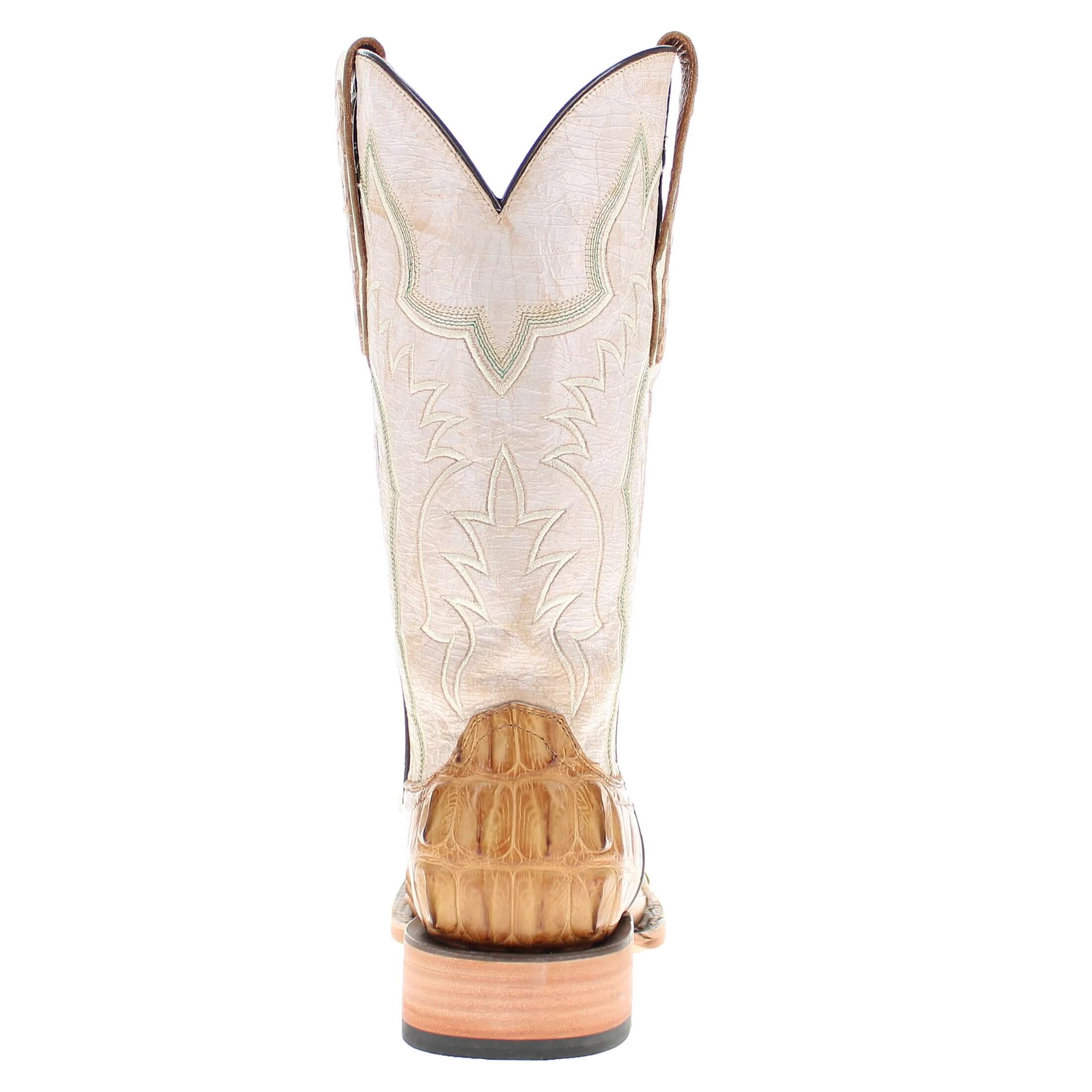 Men's Tan American Alligator Hornback Zion Borad Square Toe by Vaccari