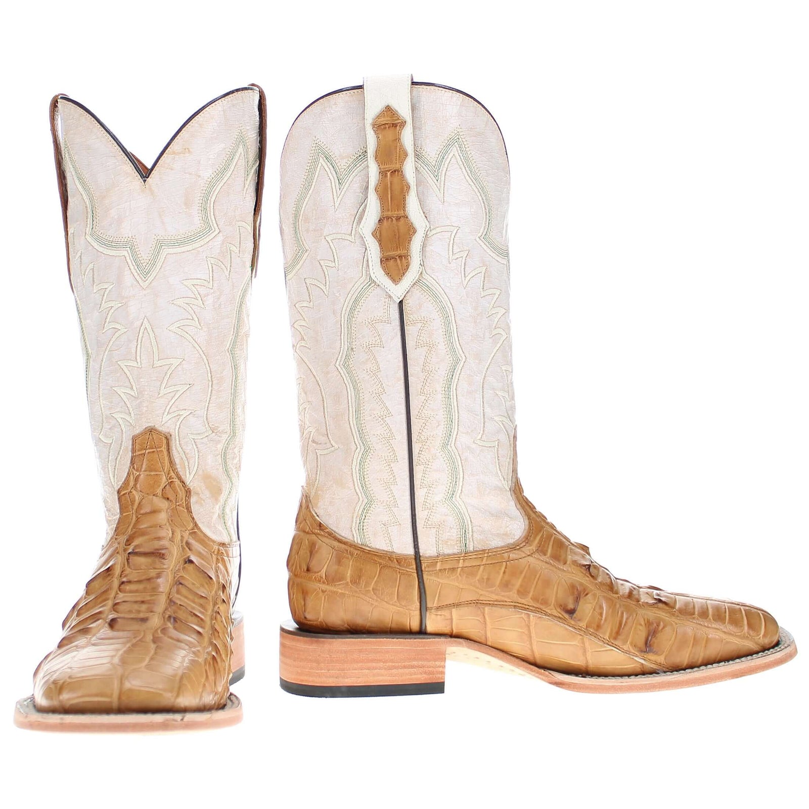 Men's Tan American Alligator Hornback Zion Borad Square Toe by Vaccari