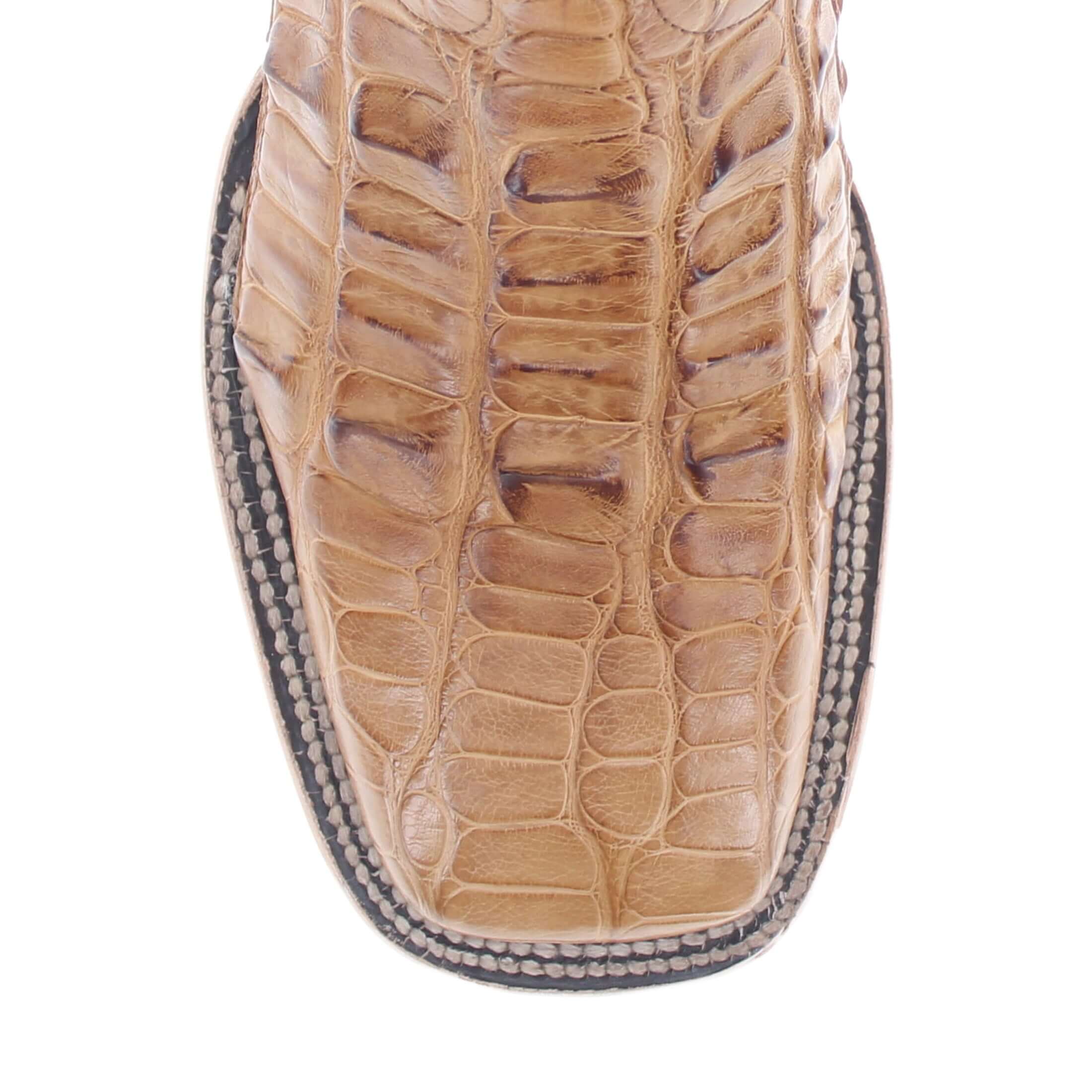 Men's Tan American Alligator Hornback Zion Borad Square Toe by Vaccari