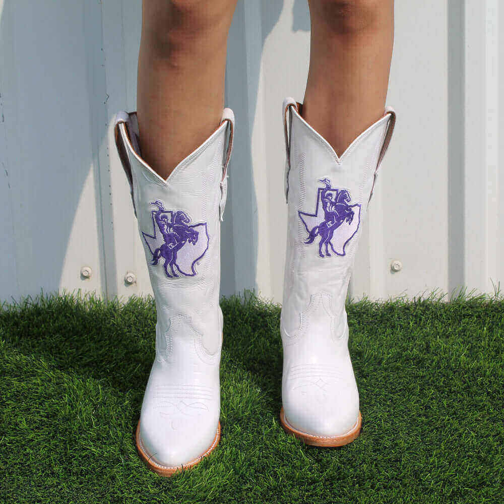 Tarleton State University White Cowgirl Boots Leighton by Vaccari University