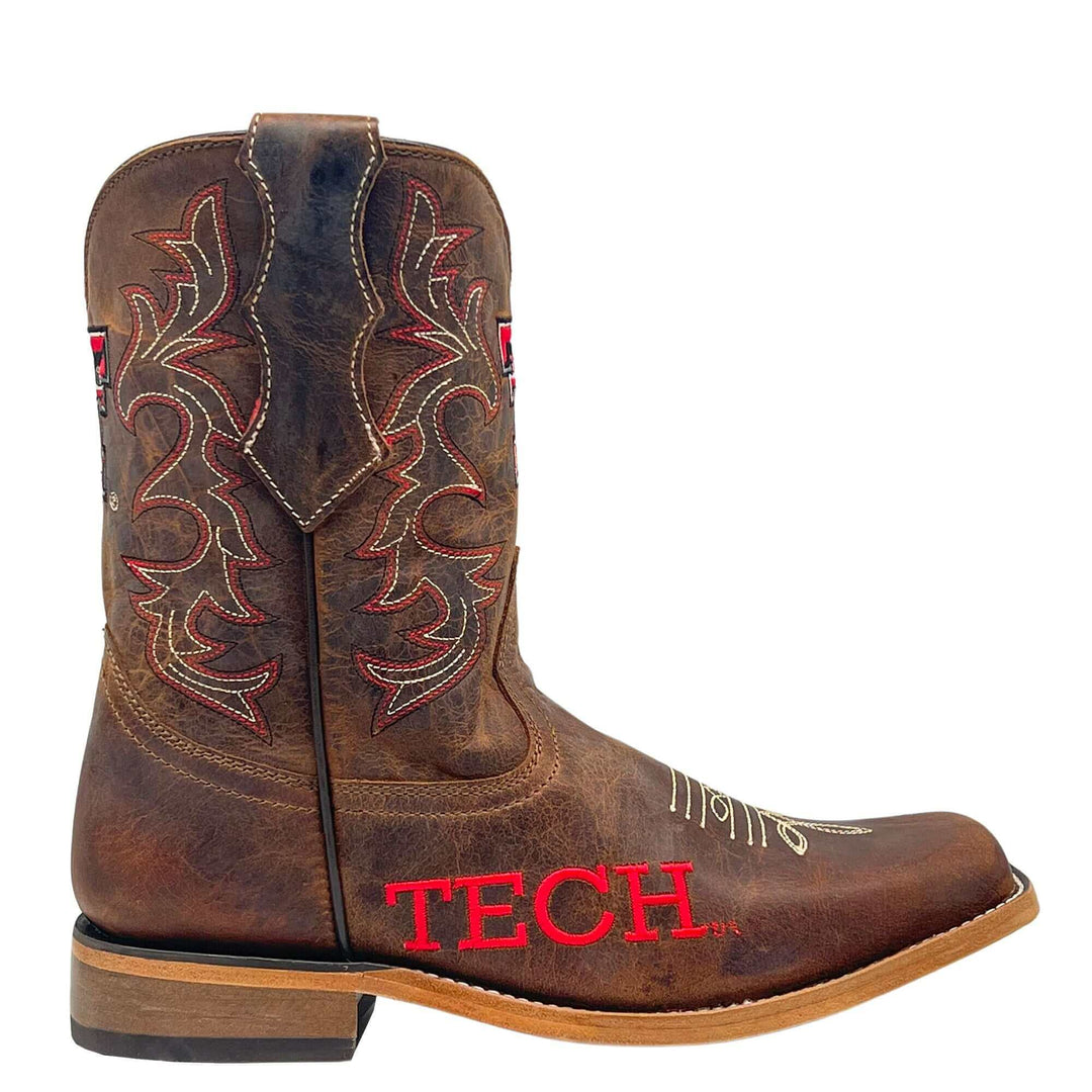 Kid's Texas Tech Red Raiders Brown Square Toe Cowboy Boots Blake by Vaccari