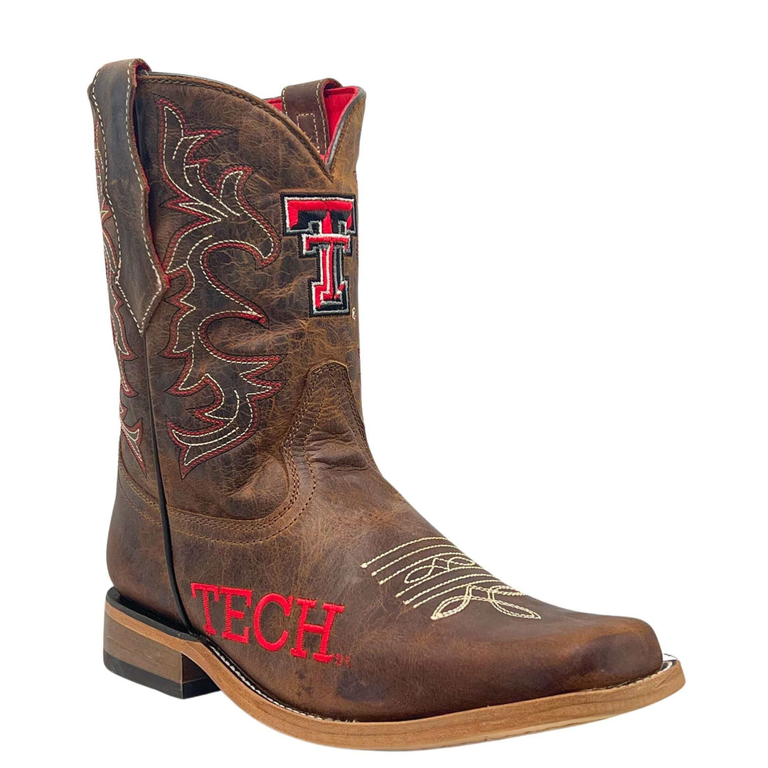 Kid's Texas Tech Red Raiders Brown Square Toe Cowboy Boots Blake by Vaccari