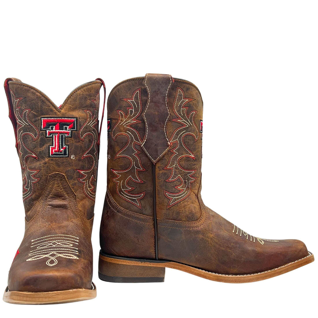 Kid's Texas Tech Red Raiders Brown Square Toe Cowboy Boots Blake by Vaccari