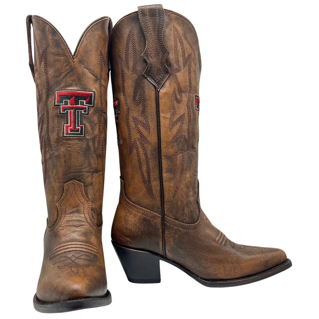 Women's Texas Tech Red Raiders Brown Pointed Toe Cowgirl Boots Chelsie by Vaccari