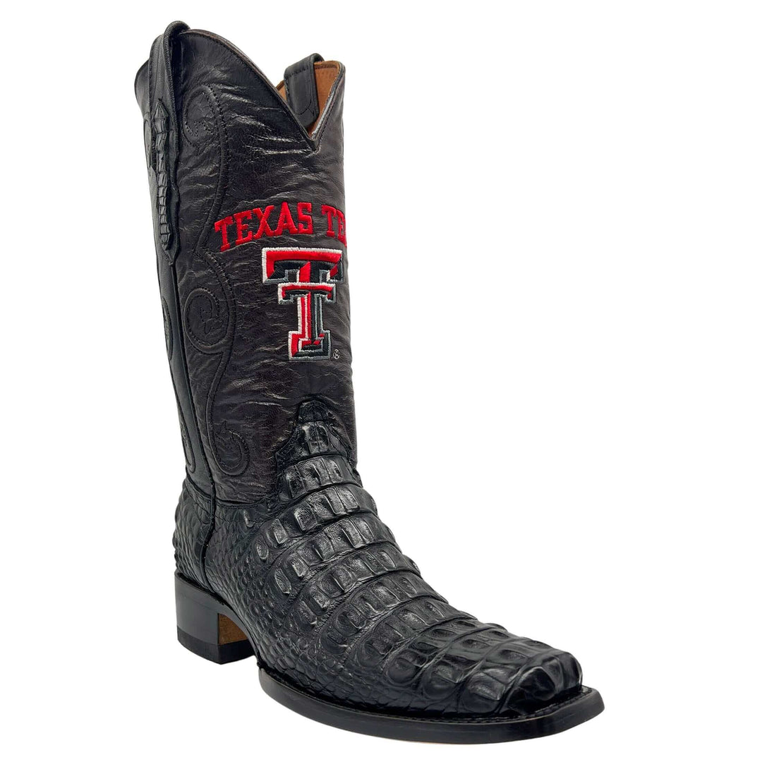 Men's Texas Tech University Red Raiders Black Hornback American Alligator Cowboy Boots David by Vaccari #select-a-toe_jw