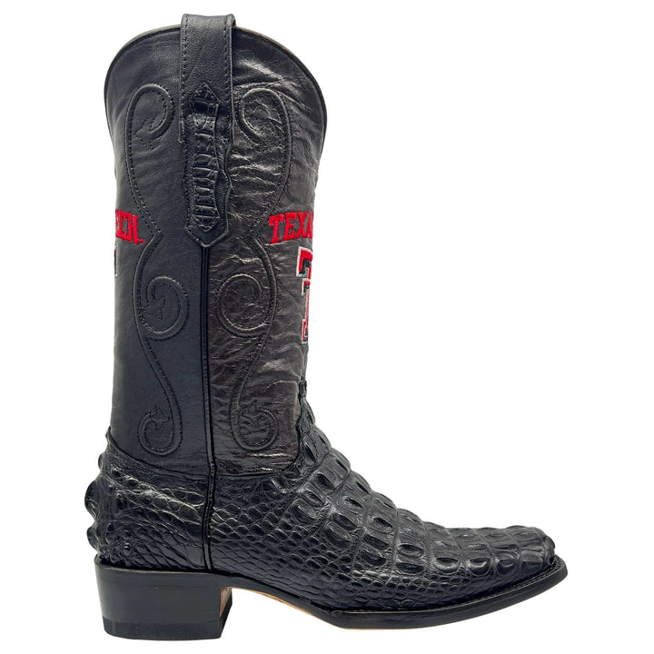 Men's Texas Tech University Red Raiders Black Hornback American Alligator Cowboy Boots David by Vaccari #select-a-toe_jw