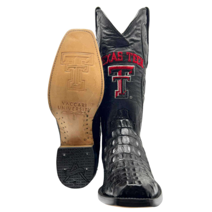 Men's Texas Tech University Red Raiders Black Hornback American Alligator Cowboy Boots David by Vaccari #select-a-toe_jw