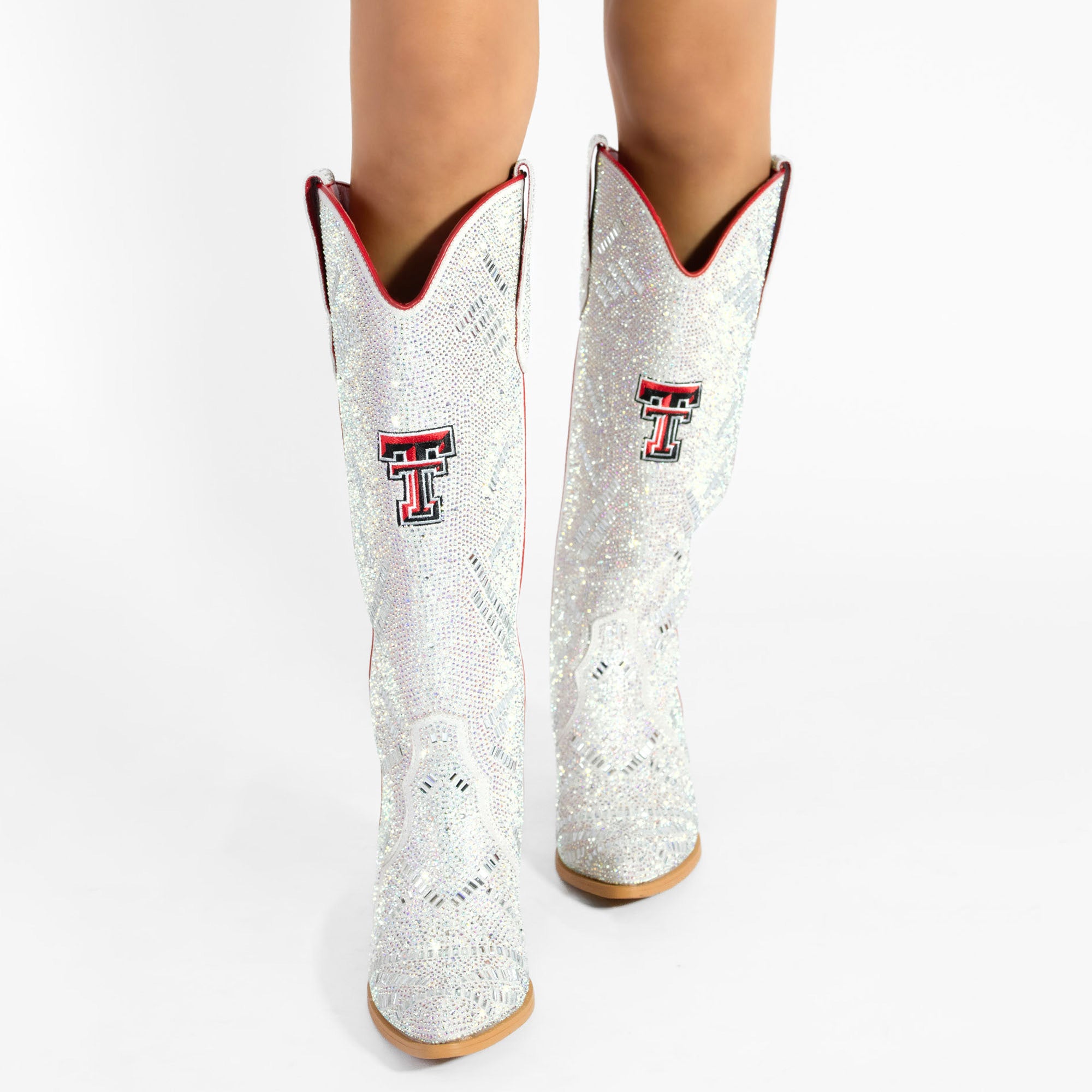 Women's Texas Tech University Natural Tall Bling Cowgirl Boots Amber by V by Vaccari