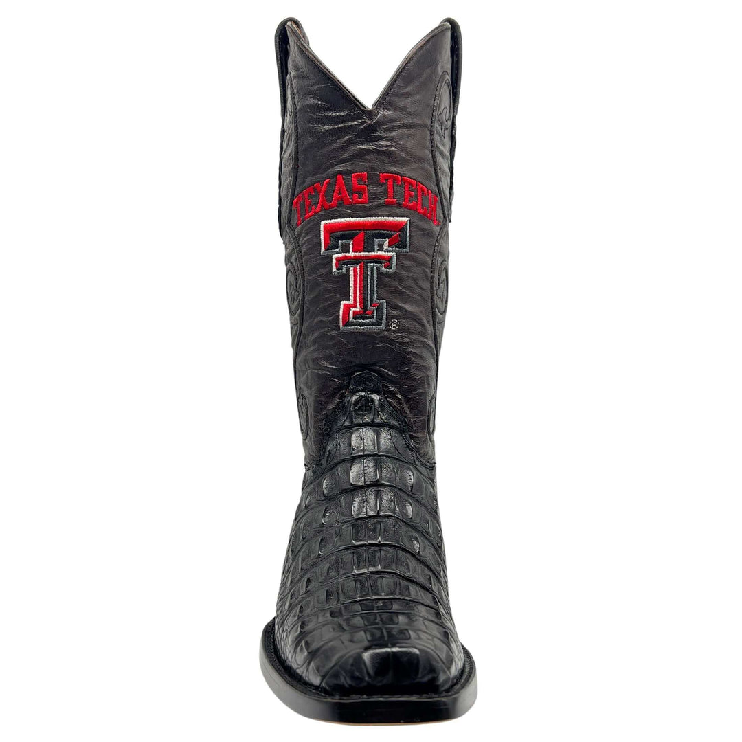 Men's Texas Tech University Red Raiders Black Hornback American Alligator Cowboy Boots David by Vaccari #select-a-toe_jw