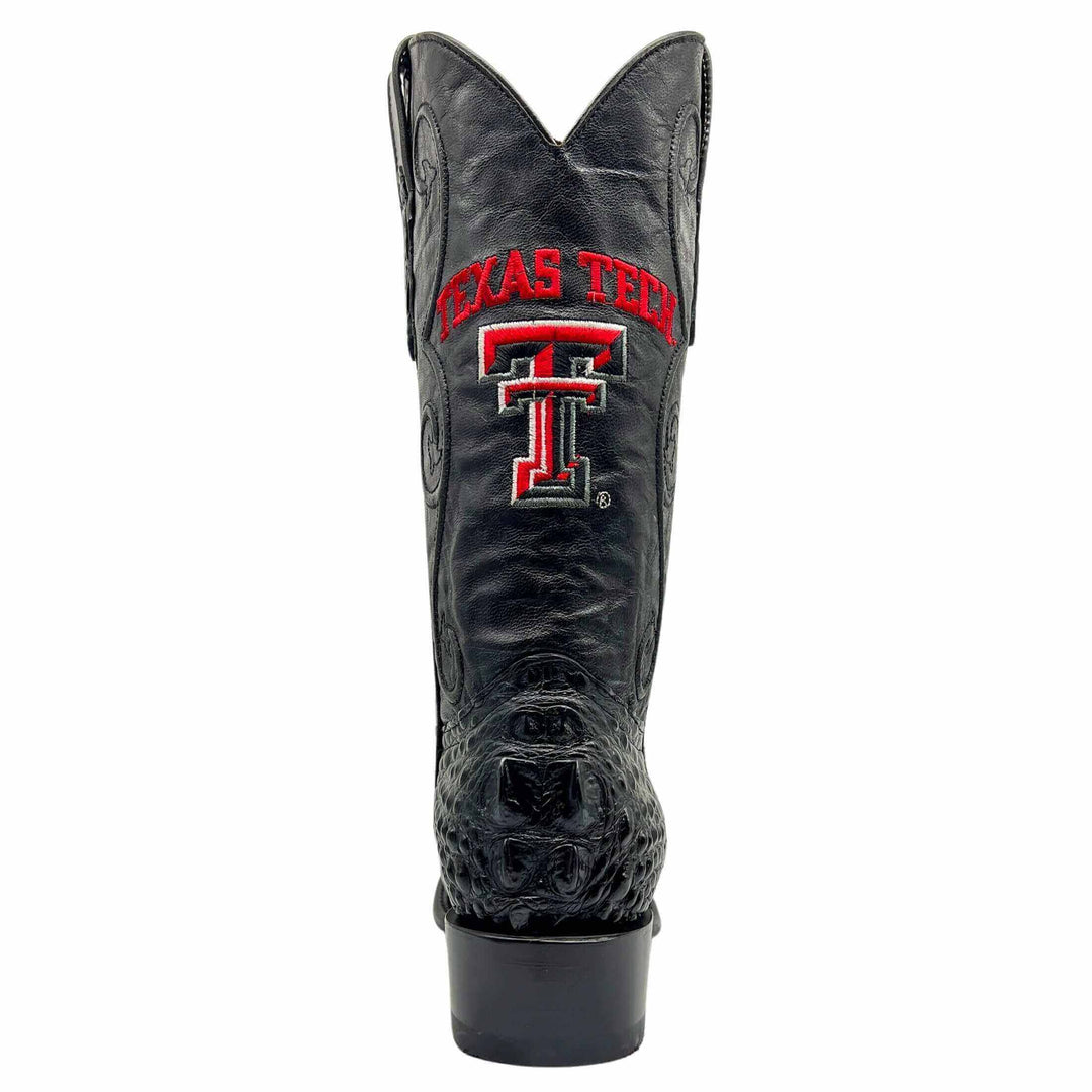 Men's Texas Tech University Red Raiders Black Hornback American Alligator Cowboy Boots David by Vaccari #select-a-toe_round