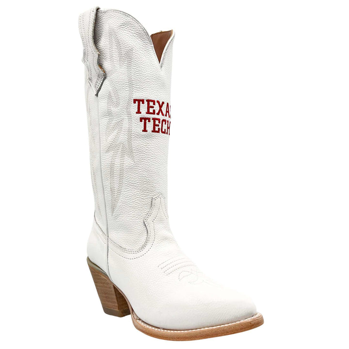 Women's Texas Tech Red Raiders All White Pointed Toe Cowgirl Boots Leighton by Vaccari