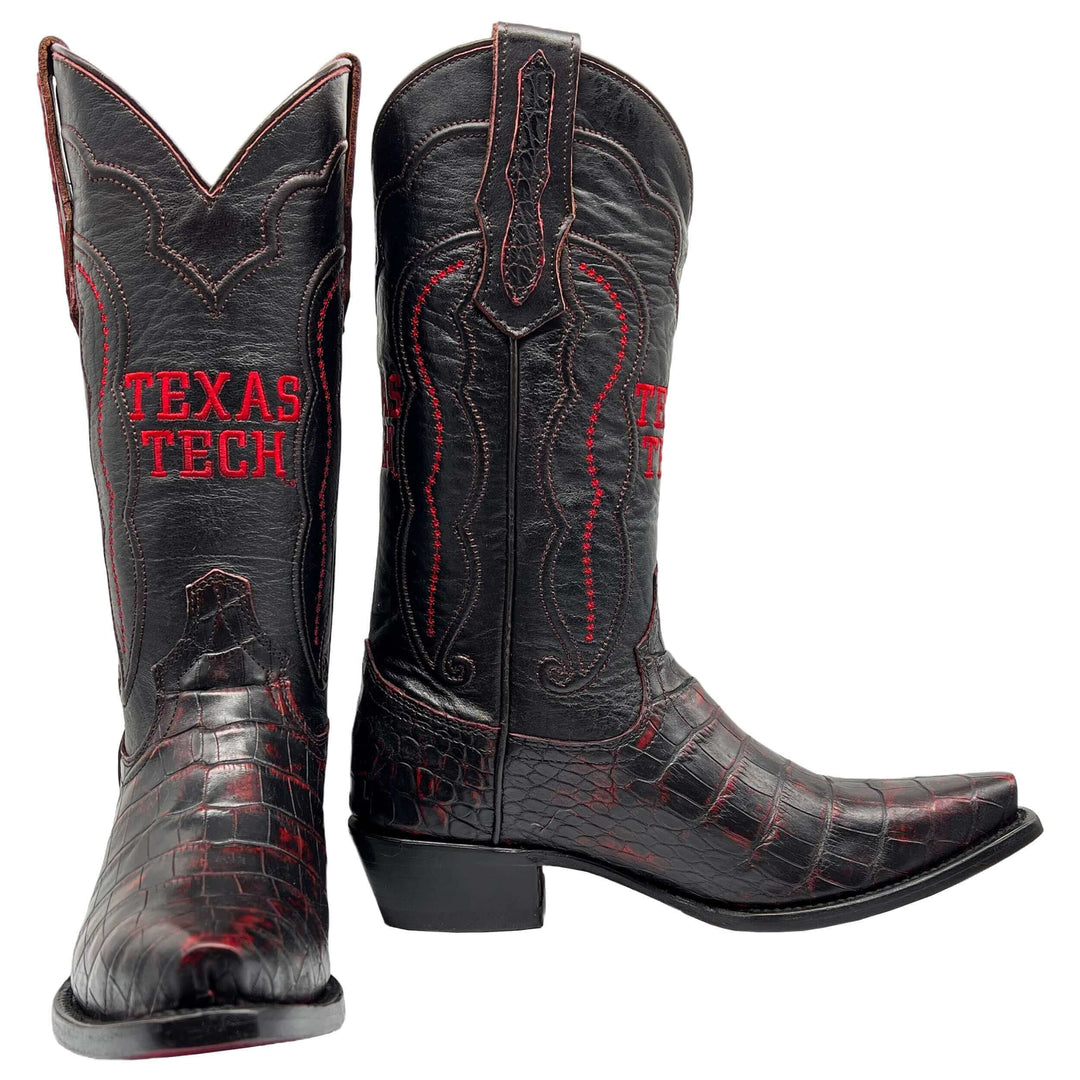 women's texas tech red raiders cowgirl boots black cherry american alligator Olivia by Vaccari