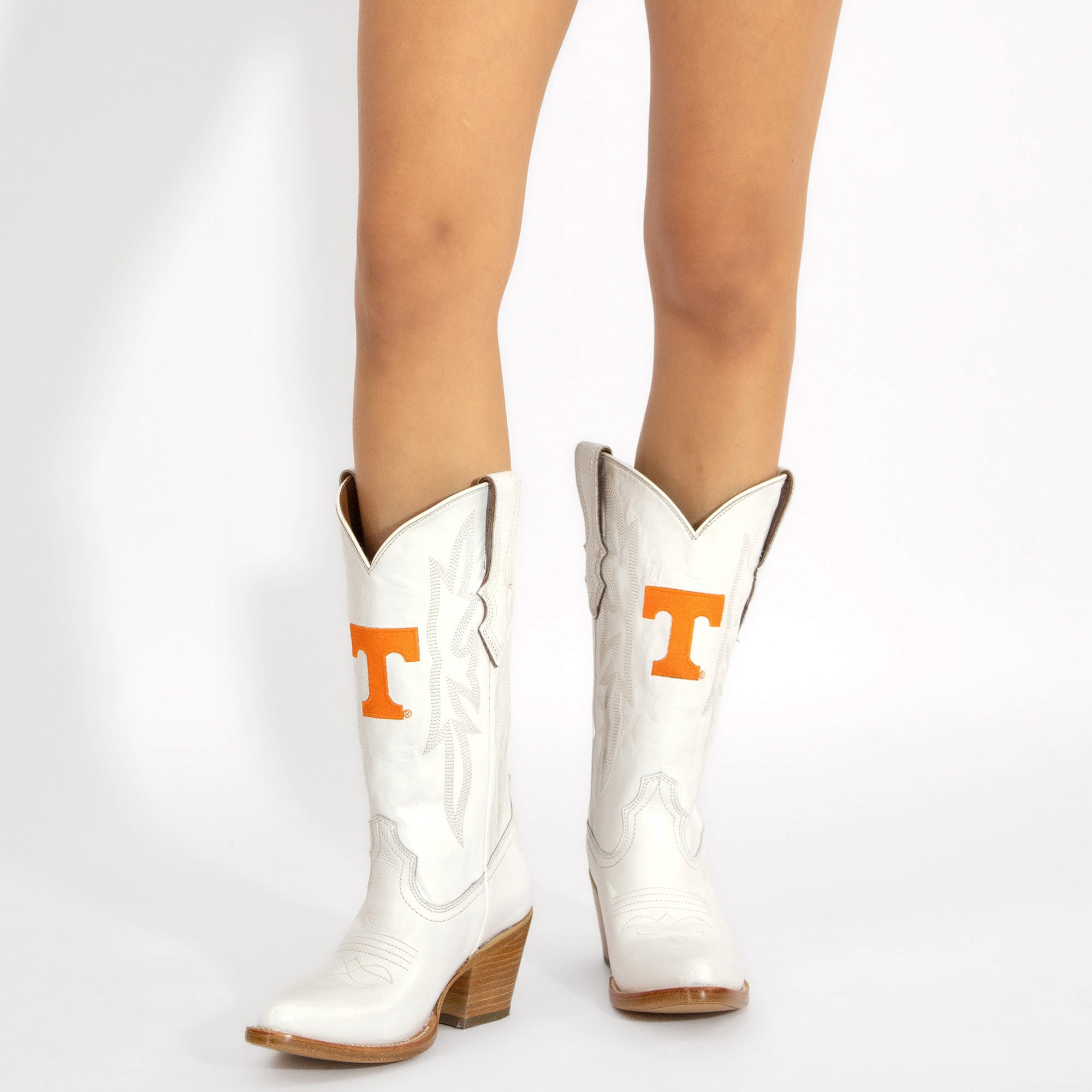 Women's University of Tennessee All White Pointed Toe Cowgirl Boots Leighton Vaccari University