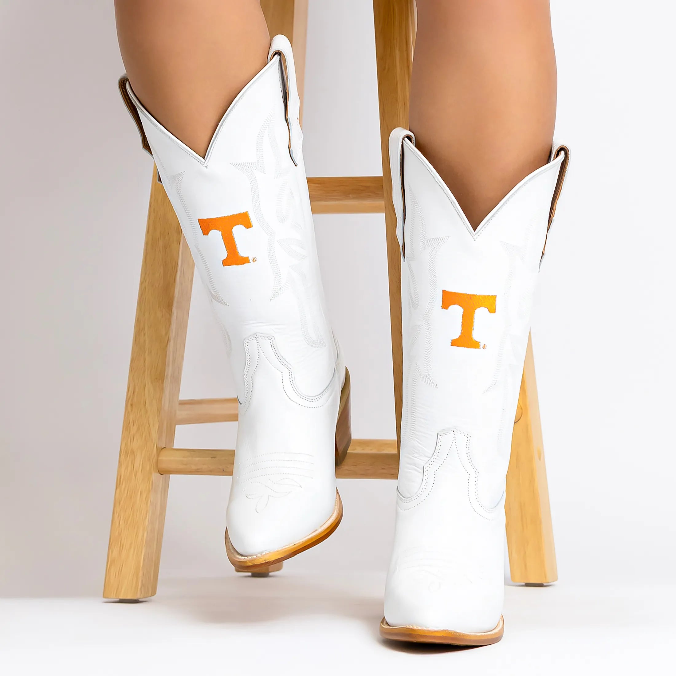 Women's University of Tennessee All White Pointed Toe Cowgirl Boots Leighton Vaccari University