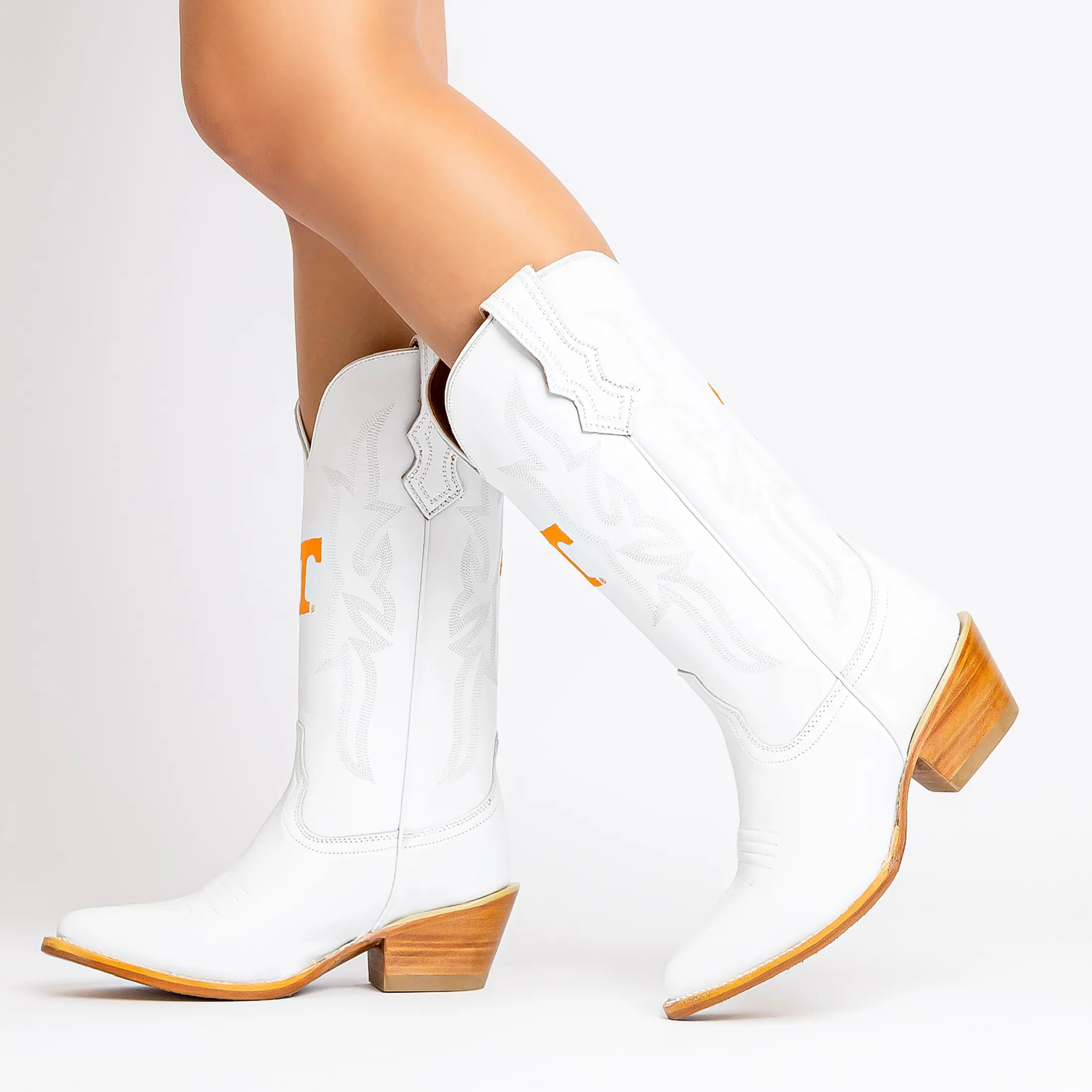 Women's University of Tennessee All White Pointed Toe Cowgirl Boots Leighton Vaccari University