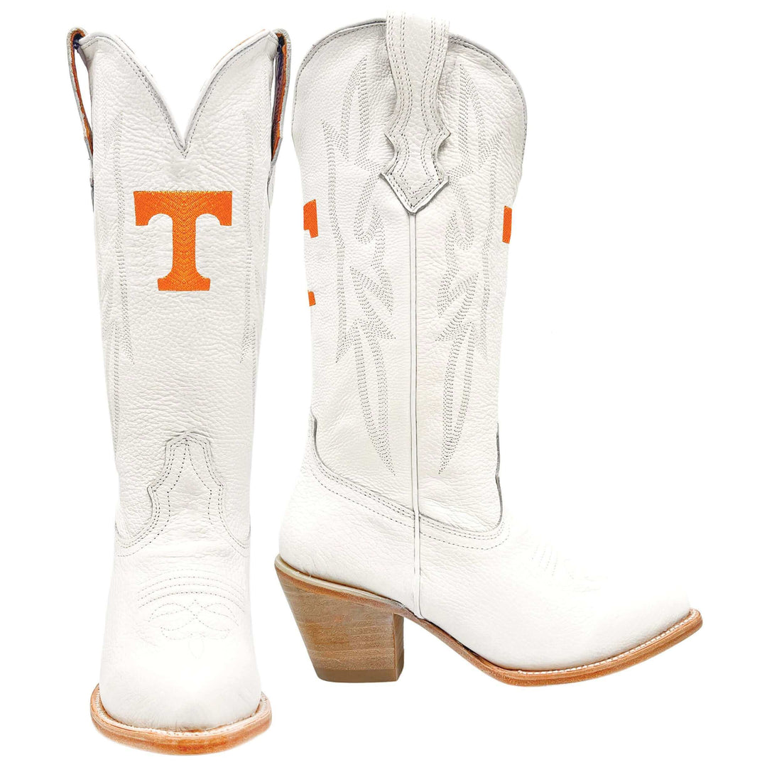 Women's University of Tennessee Volunteers All White Pointed Toe Cowgirl Boots Leighton by Vaccari