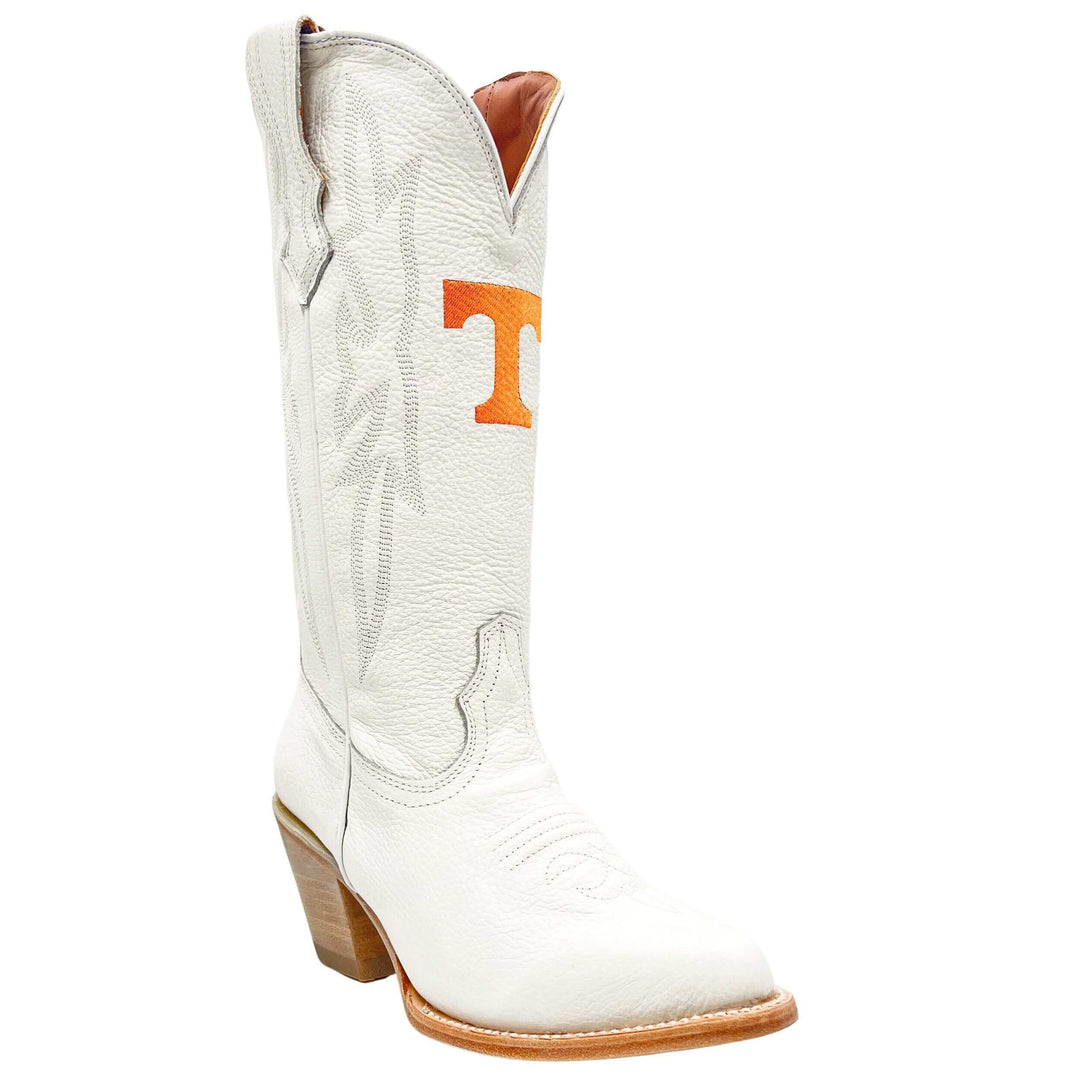 Women's University of Tennessee Volunteers All White Pointed Toe Cowgirl Boots Leighton by Vaccari