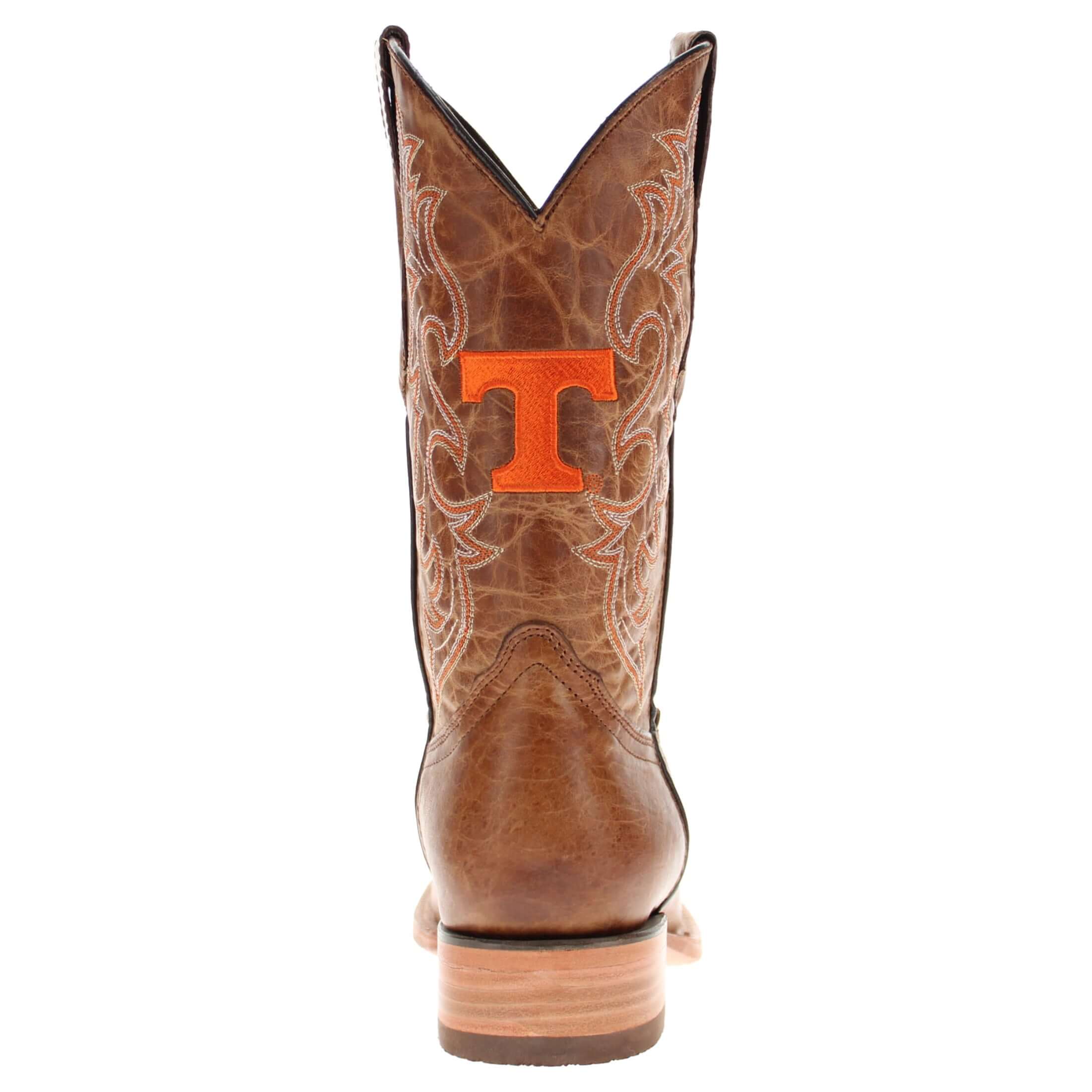 Men's University of Tennessee Vols Tan Leather Square Toe Cowboy Boots by Vaccari