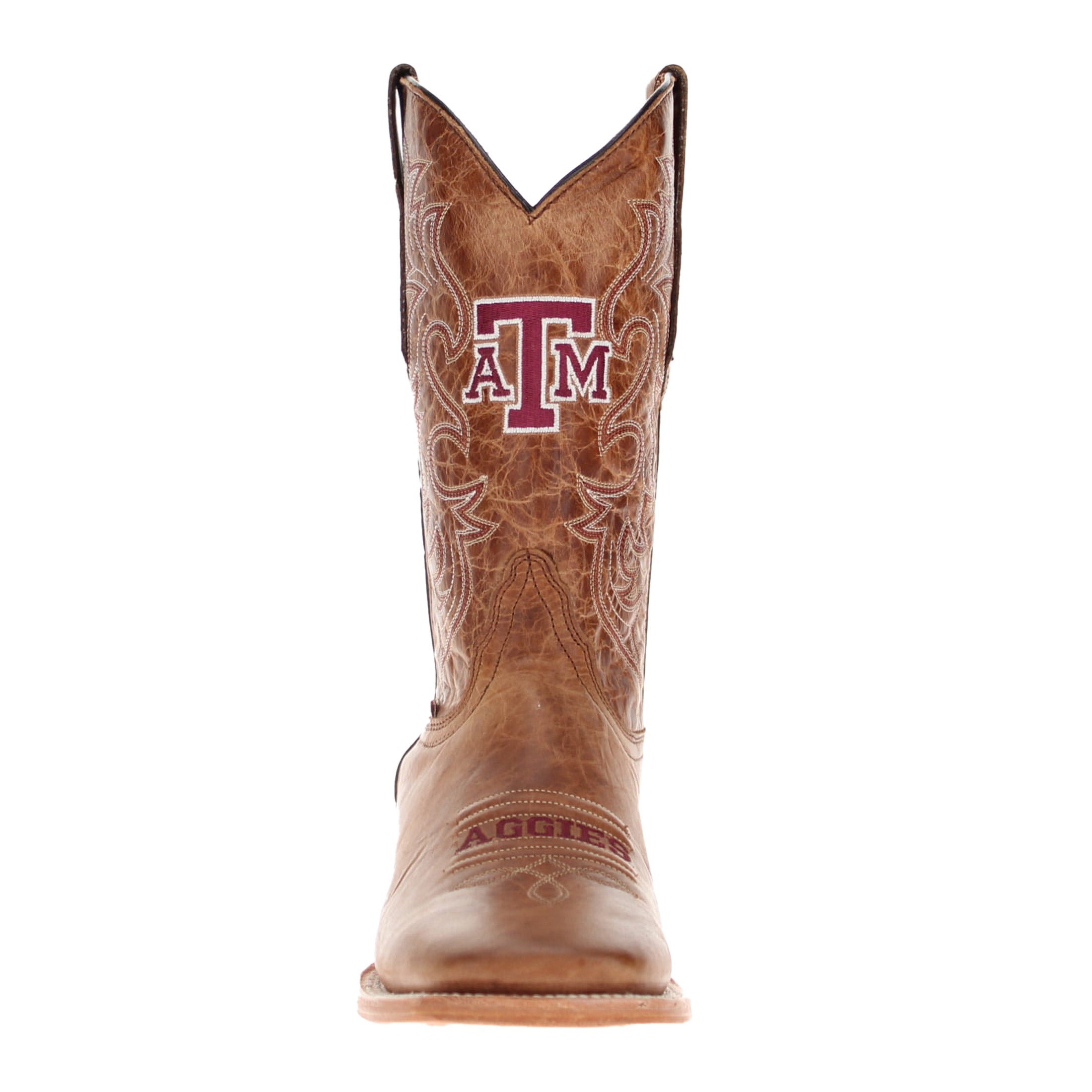 Men's Texas A&M Aggies Tan Leather Square Toe Cowboy Boots by Vaccari