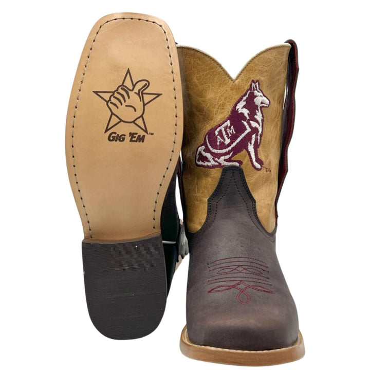 kids texas a&m aggies reveille brown cowboy boots Dakota