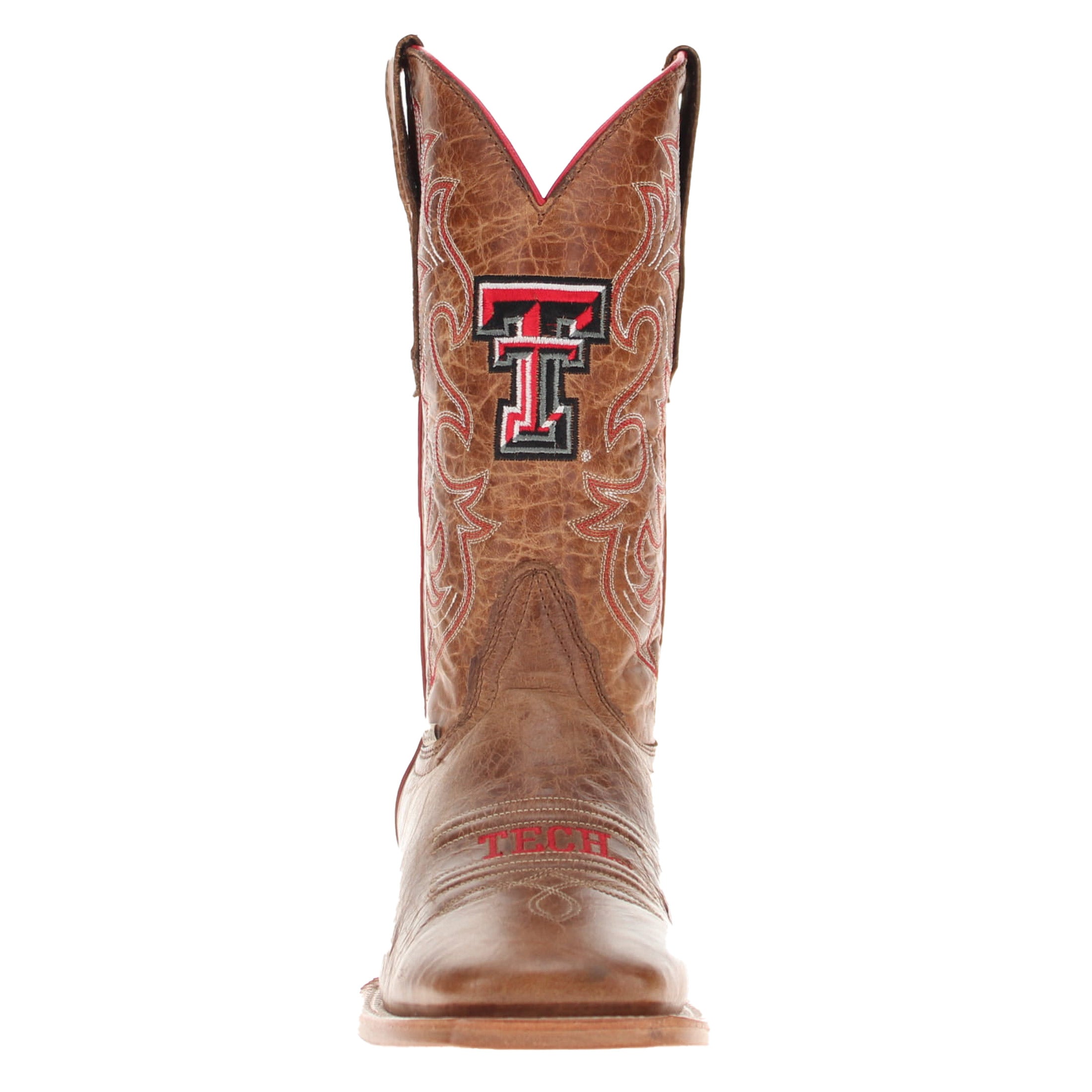 Men's Texas Tech Red Raiders Tan Leather Square Toe Cowboy Boots by Vaccari