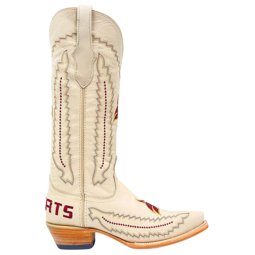 Women's Texas State University Bobcats Bone Snip Toe Cowgirl Boots Naomi by Vaccari