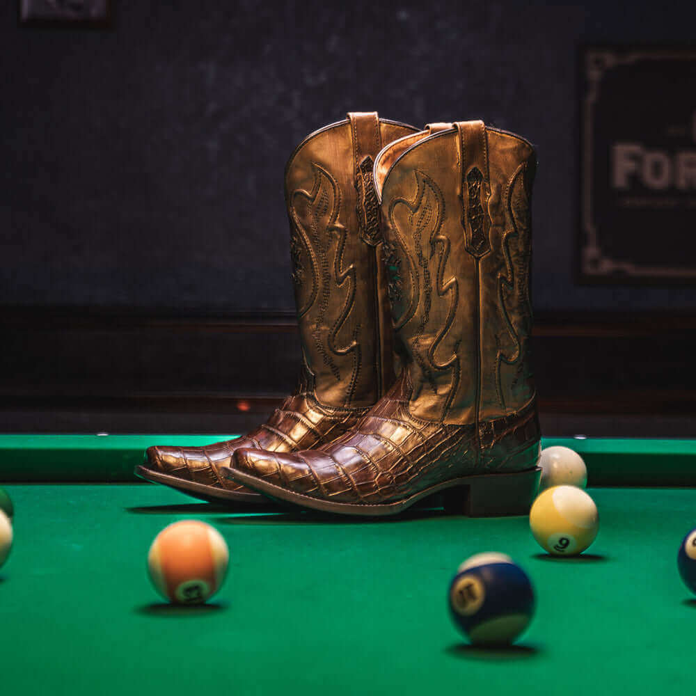 American Alligator Men's Mocha Cowboy Boots Travis by Vaccari Core